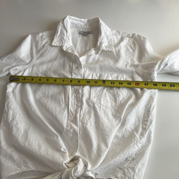 Madewell Button Up Tie Front White Shirt Size XS Classic Casual Coastal Preppy - Picture 8 of 10